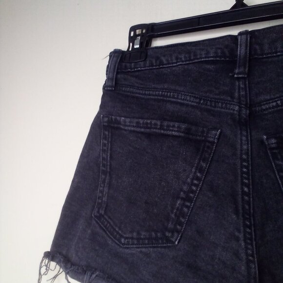 Old Navy Cut-Off Shorts Women 4 Denim Sky Hi A-Line Raw Hem Black - Picture 10 of 12